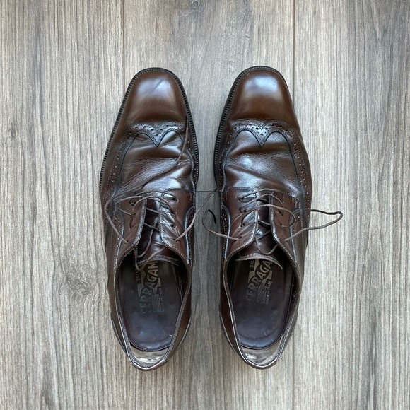 Salvatore Ferragamo Men’s Brown Leather Oxfords | 7 - Picture 3 of 13